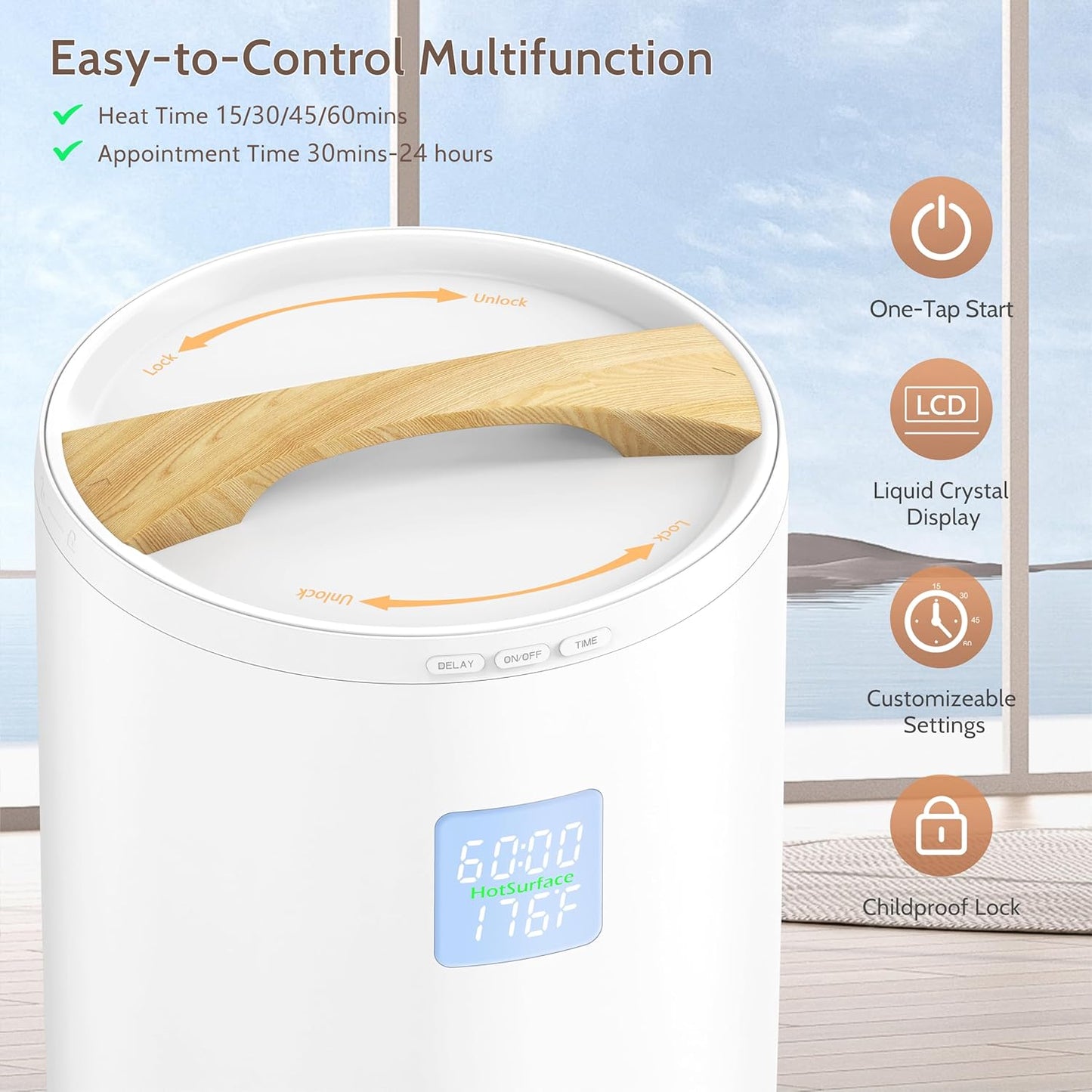 Keenray Towel Warmer Bucket, Large Towel Warmer for Bathroom with Timer, LED Display, Up to 24 Hours Delay Timer, Child Safety Lock, Towel Heater Fits Towels, Robes, Blankets, PJ's