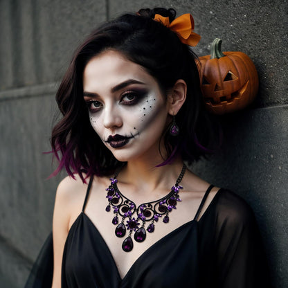 BriLove Women's Tribal Ethnic Crystal Chunky Statement Necklace Dangle Earrings Set