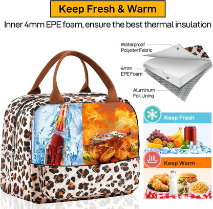 HOMESPON Lunch Bag for Woman Man Adults with Front Pocket Insulated Lunch Tote Lunch Box Container for Work Picnic or Travel(Black)