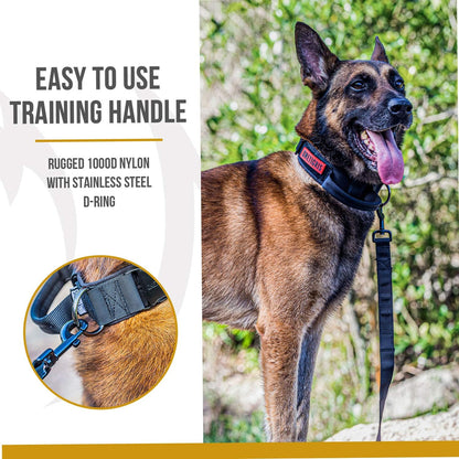 OneTigris Tactical Dog Collars with Handle,Military Dog Collar for Large Dog,Adjustable Nylon Collar German Shepherd Collar with Heavy Duty Metal Buckle for Dog Training and Walking (M, Orange)