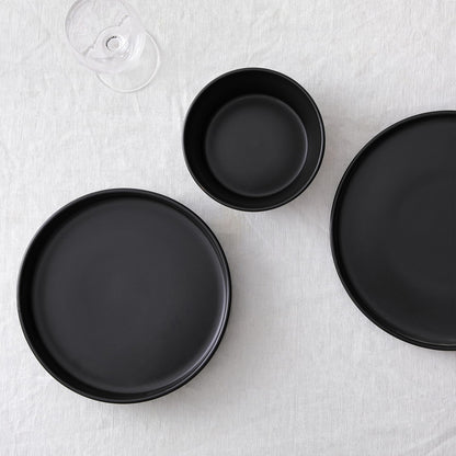 Stone Lain Celina Stoneware 12-Piece Dinnerware Set, Cereal and Pasta Bowls, Black