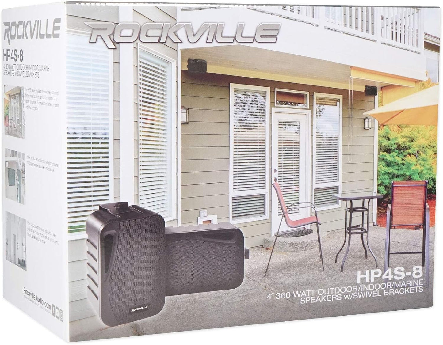 Rockville HP4S-8 BK 4" Outdoor/Indoor Swivel Home Theater Speakers in Black