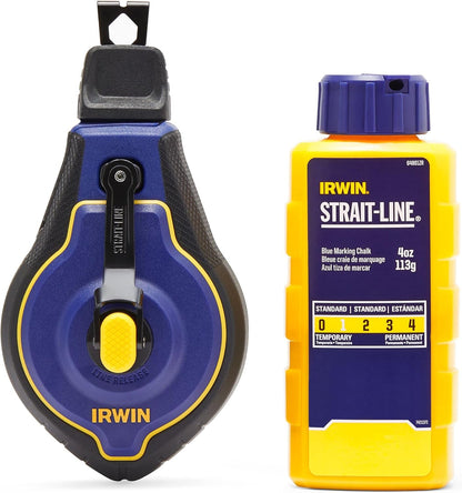 Irwin STRAIT-LINE Chalk Line, Speedline Pro Reel, Blue, 100 ft. (IWHT48443BC)