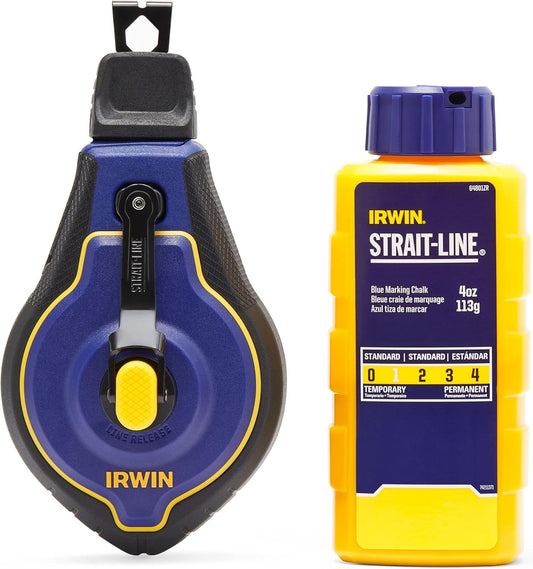 Irwin STRAIT-LINE Chalk Line, Speedline Pro Reel, Blue, 100 ft. (IWHT48443BC)