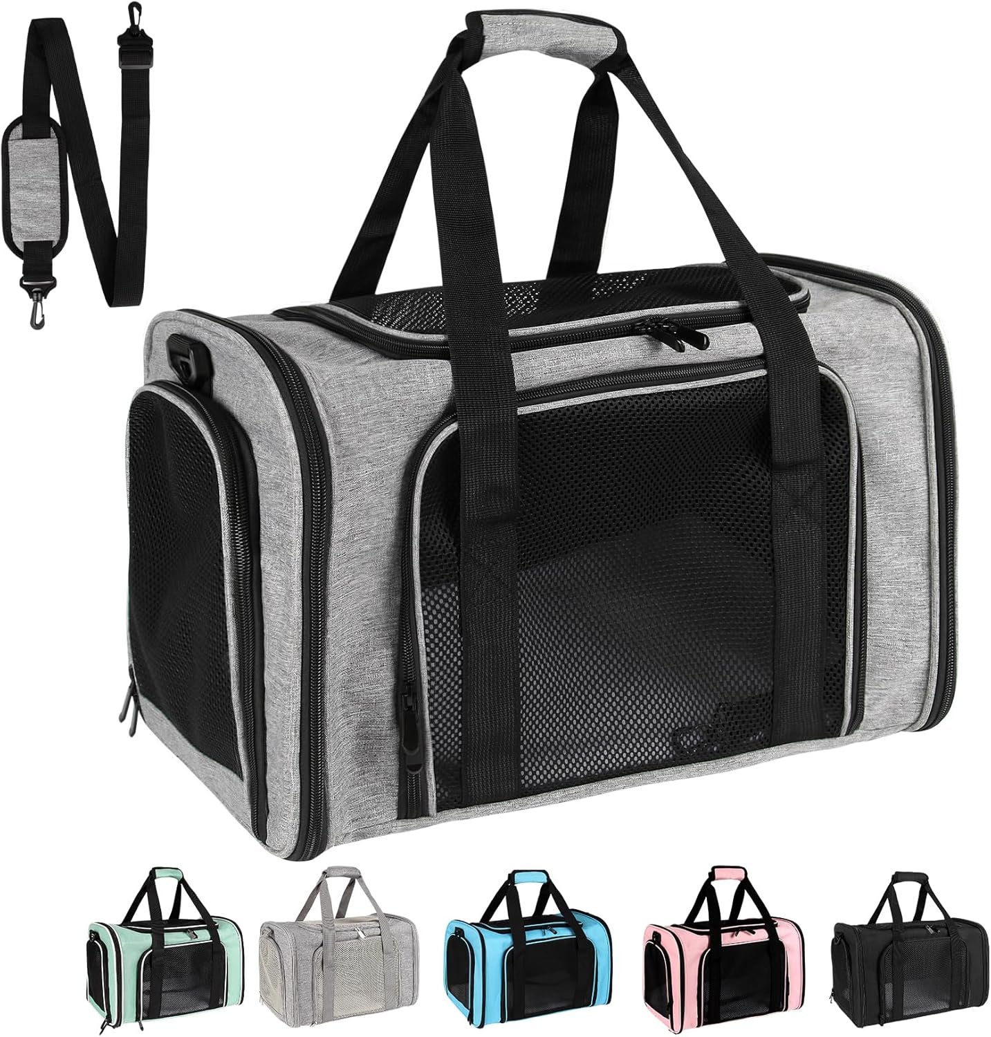 Top tasta Dog Cat Carrier Pet Carriers for Small Medium Large Cats Dogs Carrier Soft Sided Small Puppy Dog Carrier Portable Foldable Airline Approved Dog Cat Travel Carrier Grey Medium