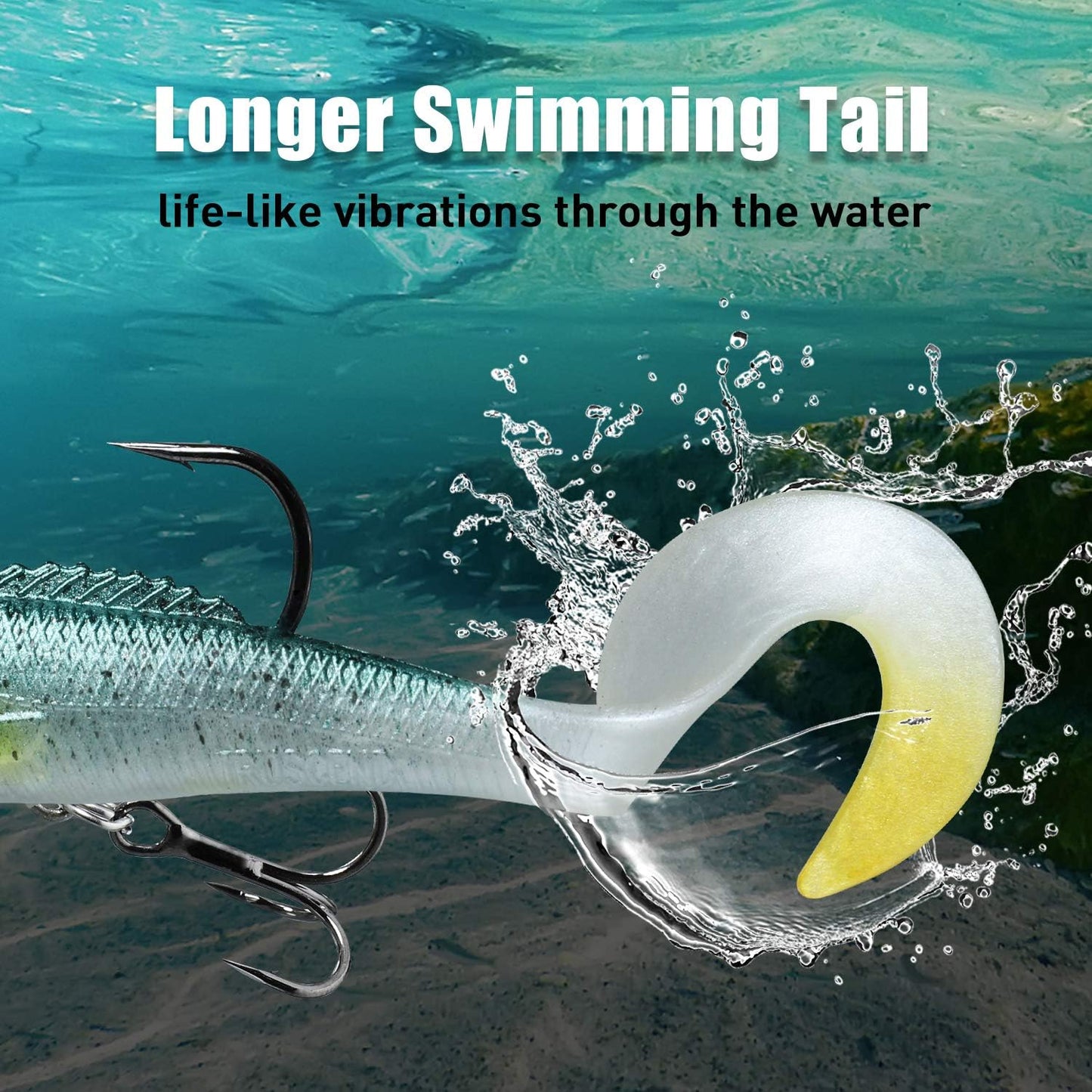 TRUSCEND Easy Catch Pre-Rigged Soft Lures, Unique Vibrating Swim Action and Trembly Sinking Move for More Bites, Amazing Soft Swimbait for Family Fishing, Fishing Lures for Bass Trout Crappie Walleye