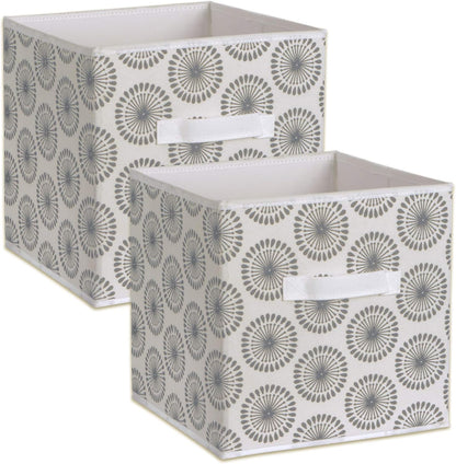 DII Foldable Fabric Storage Containers for Nurseries, Offices, Closets, Home Decor, Cube Organizers & Everyday Storage Needs, (Large - 11 x 11 x 11) Scroll Nautical Blue - Set of 2