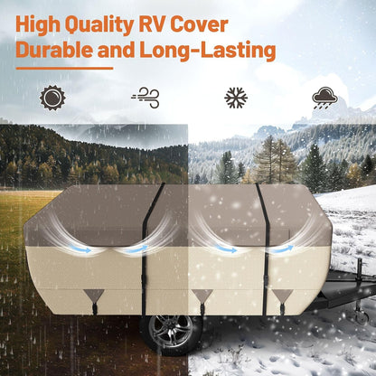 Umbrauto Pop Up Camper Cover for 10'-12' Folding Tent Trailer – Upgraded 9-Layers Top, Waterproof, Windproof, Sun-Resistant, Heavy-Duty Cover for All-Weather Winter Snow Protection