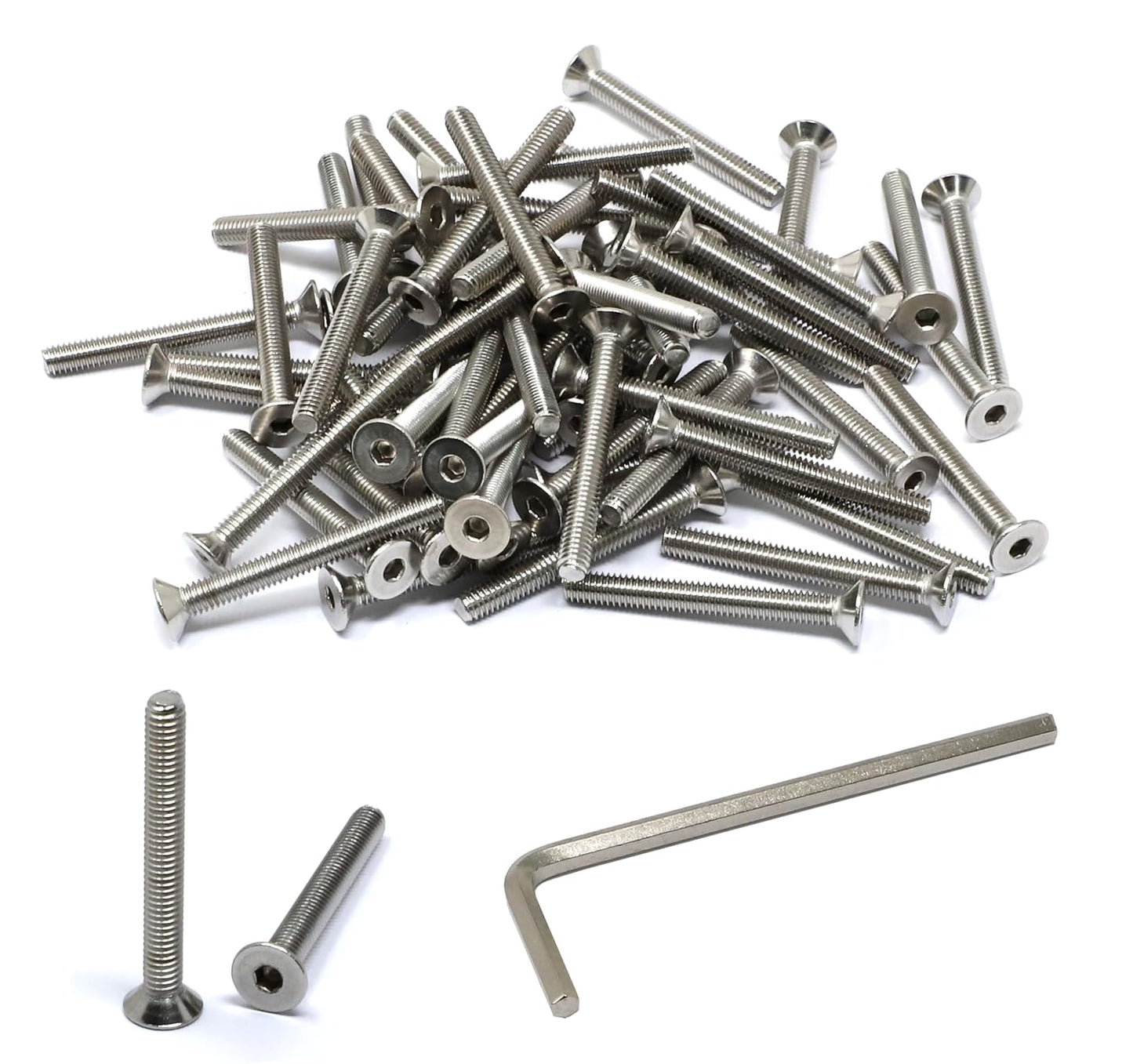 iexcell 5 Pcs M8 x 80mm Thread Pitch 1.25 mm Stainless Steel 304 Hex Socket Flat Head Cap Screws Bolts Kit