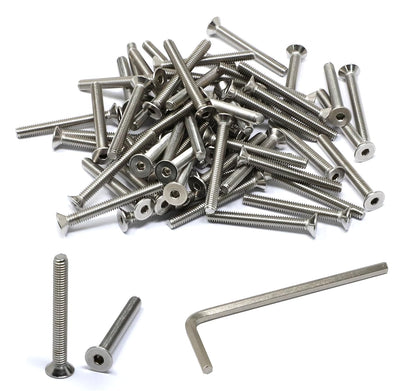 iexcell 5 Pcs M8 x 80mm Thread Pitch 1.25 mm Stainless Steel 304 Hex Socket Flat Head Cap Screws Bolts Kit