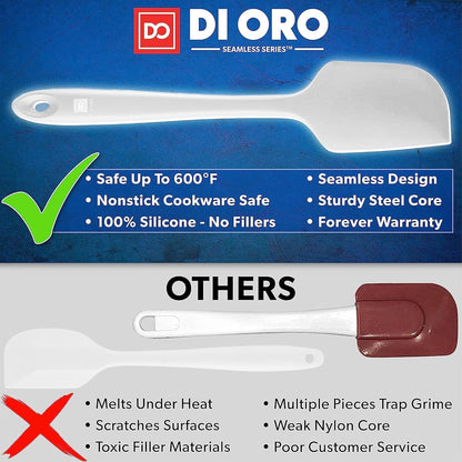 DI ORO Silicone Spatula Set - Rubber Kitchen Spatulas for Baking, Cooking, & Mixing - 600°F Heat-Resistant & BPA Free Silicone Scraper Spatulas for Nonstick Cookware - Dishwasher Safe (5pc, Black)