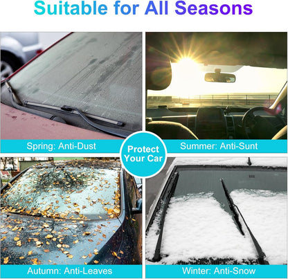 Windshield Snow Cover – Magnetic Car Snow Windscreen Cover & Sunshade – 9 Strong Magnets + Side Wing Mirror Covers – Frost Guard for Cars, SUVs & Trucks (Black, 145 × 118 cm) - PuriLite