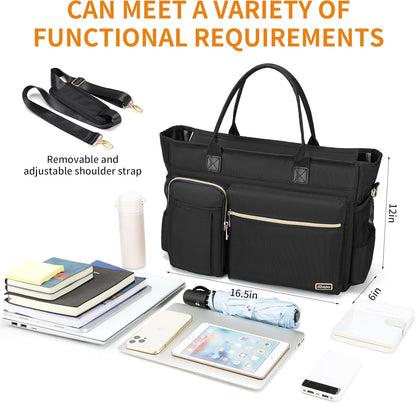 Laptop Tote Bag, Middle Size Computer Messenger Teacher Bag with 15.6'' Padded Laptop Sleeve - PuriLite