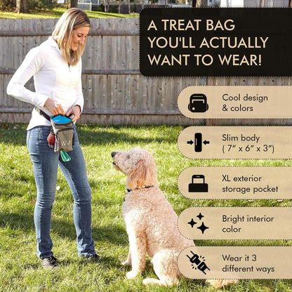 Wolf in Winter Quickdraw XL Dog Treat Pouch Bag for Training with Waste Bag Holder Phone Pocket and Belt Clip – Dog Accessories for Walking Hiking and Puppy Essentials – (Raspberry)