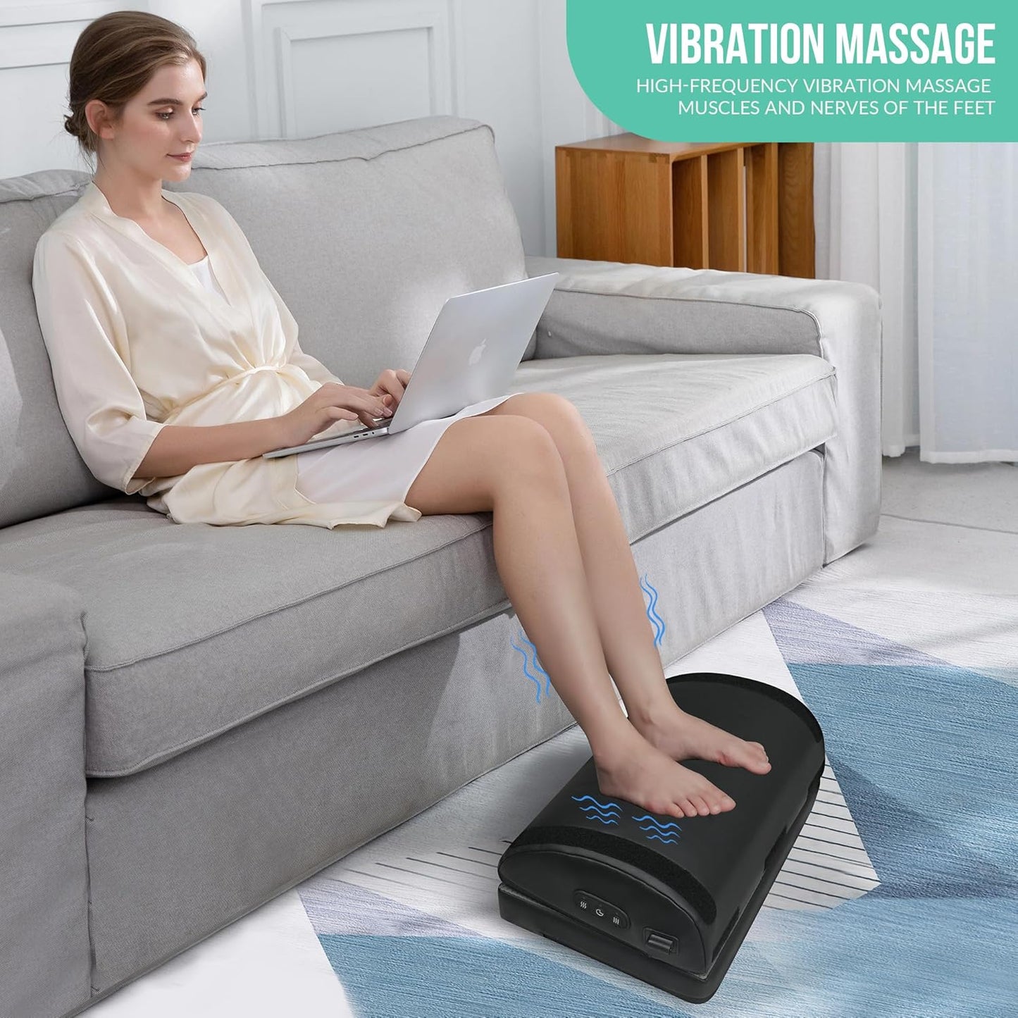 Snailax Foot Rest Under Desk at Work, 2 Heating Levels, 3 Vibrating Massage Modes, Heated Ergonomic Foot Stool with Adjustable Height, Office & Gaming Home Use, Grey