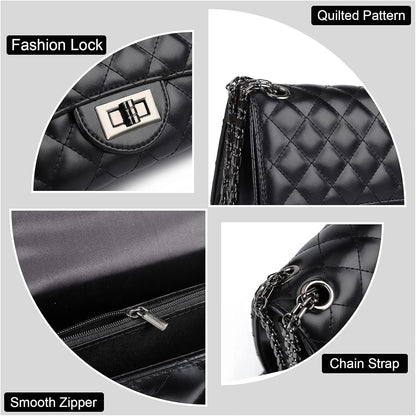 Gladdon Quilted Crossbody Bags for Women Ladies Shoulder Purses with Chain Strap Stylish Clutch Purse,Medium