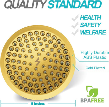 SparkPod Shower Head - High Pressure Rain - Premium Quality Luxury Design - 1-Min Install - Easy Clean Adjustable Replacement for Your Bathroom Shower Heads (Luxury Polished Chrome, 6 Inch Round)