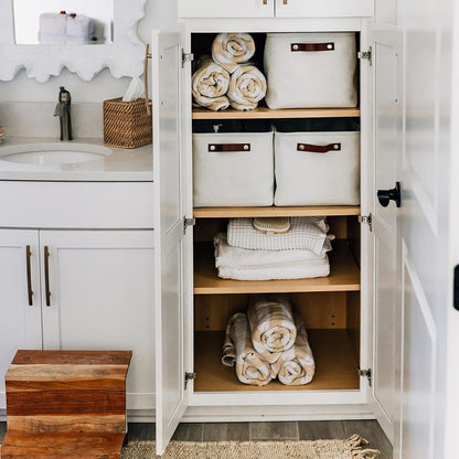 OrganiHaus Large Fabric Storage Baskets for Shelves 3 Pack, 15x11in Closet Storage Bins for Shelves, Cloth Baskets, Fabric Storage Cubes, Linen Closet Organizers, Fabric Basket, White Basket