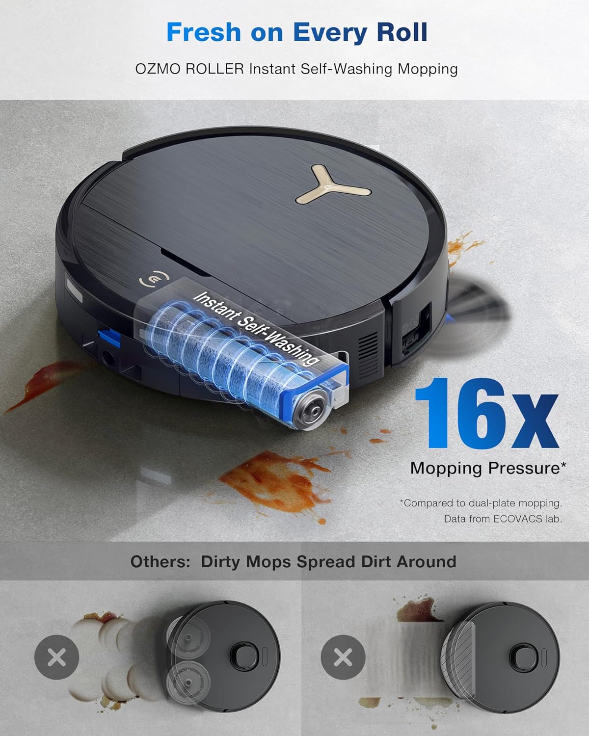 ECOVACS DEEBOT X9 PRO OMNI Robot Vacuum and Mop, BLAST™ 16,600Pa Suction, OZMO ROLLER Instant Self-Washing Mopping, ZeroTangle™ 3.0, Triple Lift System, AI Smart Navigation, Hands-Free OMNI Station