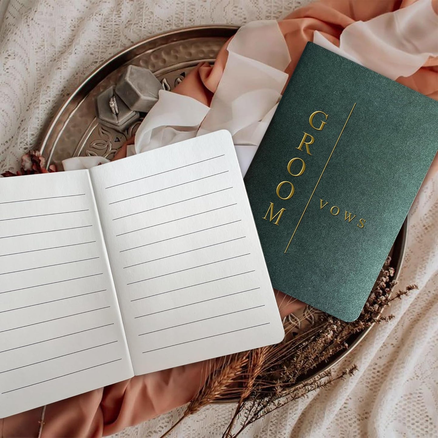 WeddingGiftsWedding Vow Books His and Hers Soft Touch Gold Foil Engraving Vow Books Wedding Essentials Wedding Accessories(TR-HH-Black)