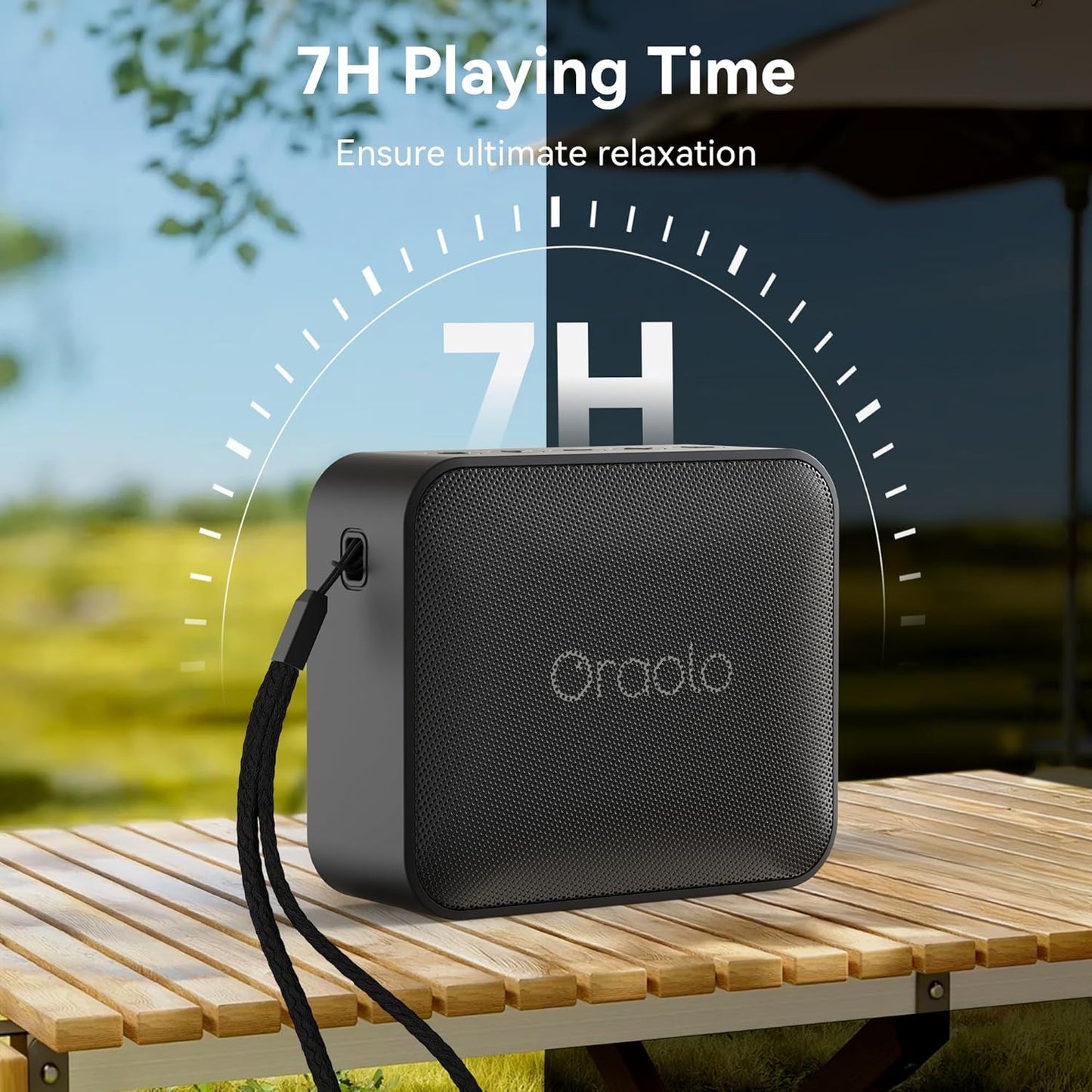 Oraolo Bluetooth Speaker, IPX6 Waterproof Portable Bluetooth Speaker with Stereo Sound, Bluetooth 5.0, TWS Pairing, Support AUX/TF Card, Small Wireless Speaker for Home, Shower, Outdoors, Travel