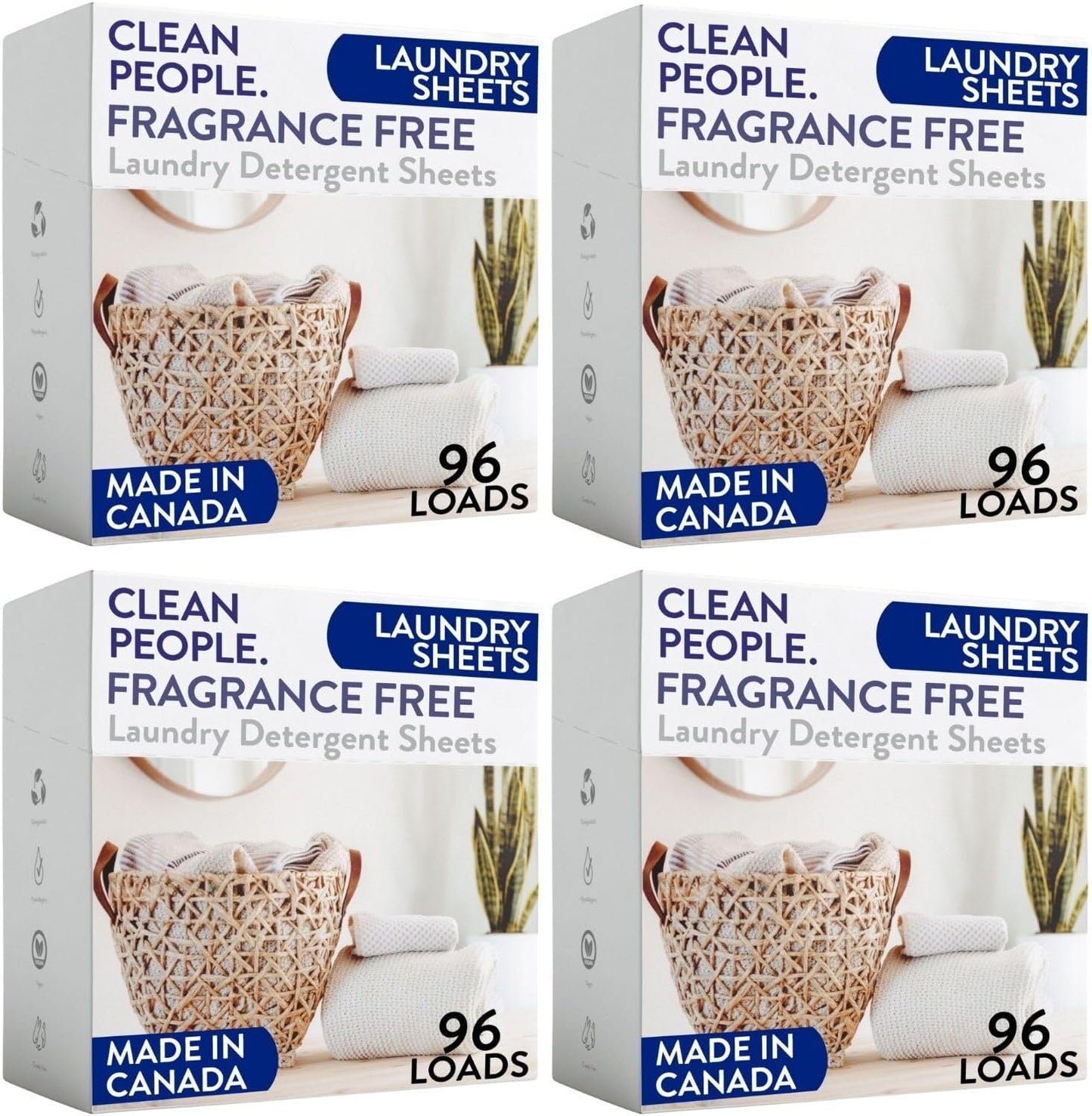Clean People Laundry Detergent Sheets - Recyclable Packaging, Hypoallergenic, Stain Fighting - Ultra Concentrated, Laundry Soap - Fresh Scent, 96 Pack