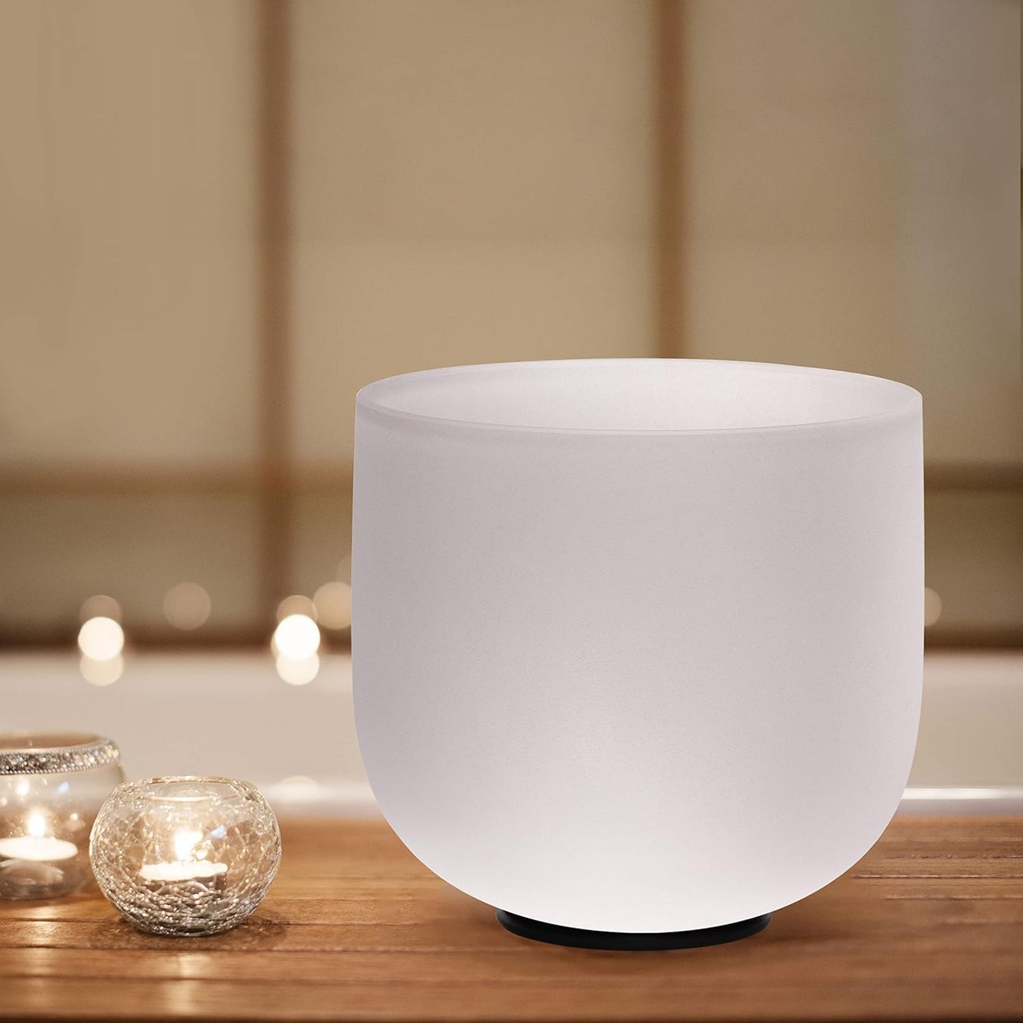 TOPFUND F Note Crystal Singing Bowl Heart Chakra 8 inch with Heavy Duty Carrying Case and Suede Striker