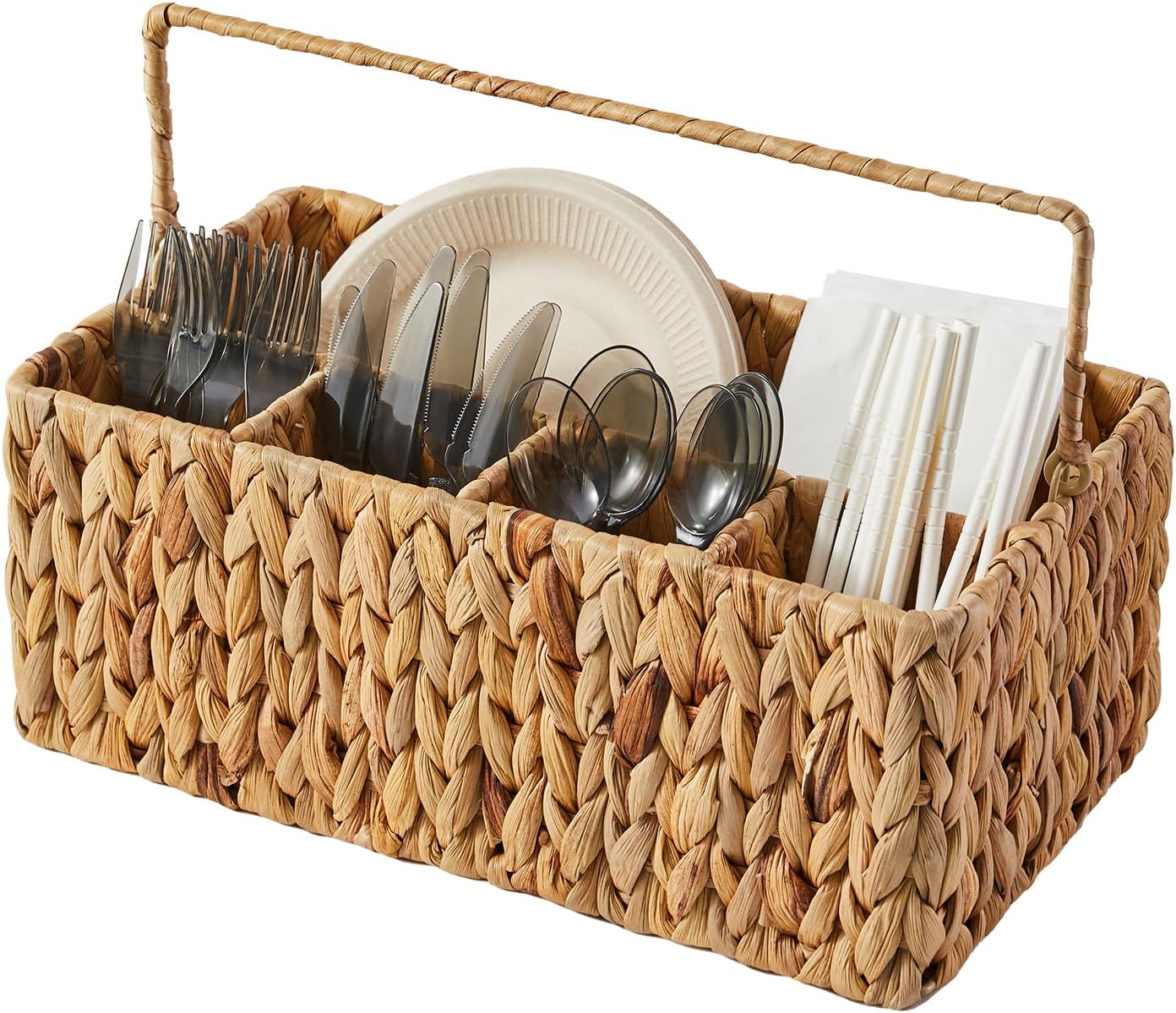 Utensil Caddy Organizer | Tabletop Utensil Basket | Napkin and Cutlery Holder | Picnic Utensil Caddy | Dining Table Organizer - PuriLite