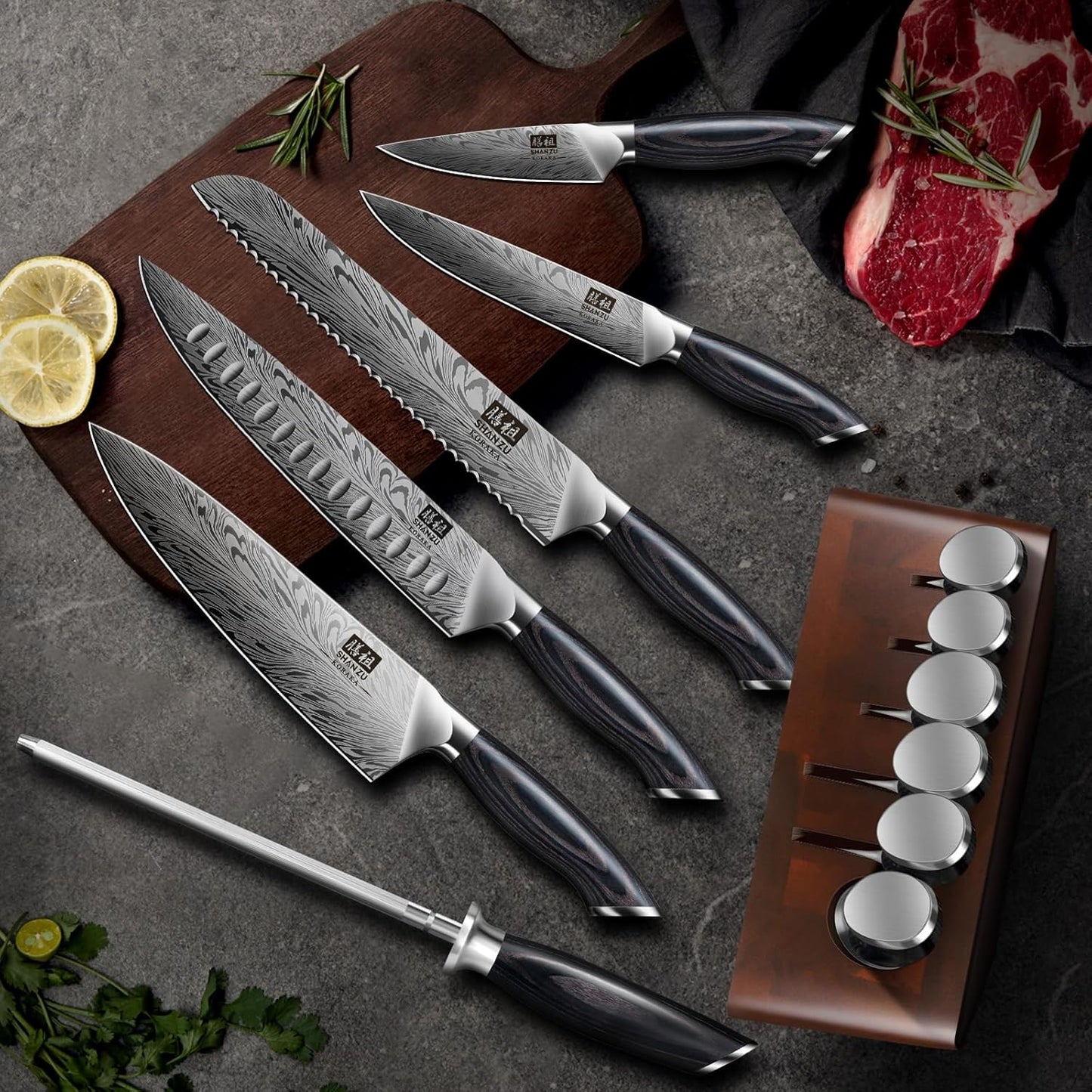 SHAN ZU Fillet Knife 7 Inch, Powder Steel Boning Knife High Carbon Japanese Filleting Knife, Ultra Sharp Deboning Knife for Meat Cutting, Fish Knife with Ergonomic Pakkawood Handle