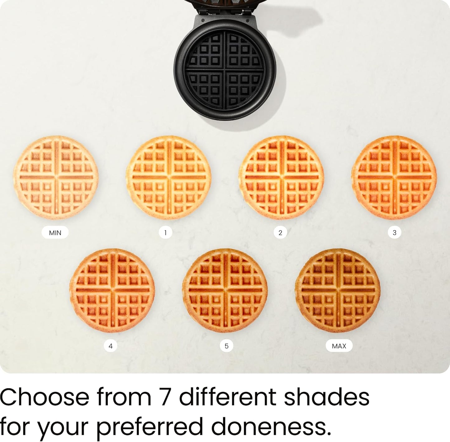 Chefman Anti-Overflow Belgian Waffle Maker w/ Shade Selector, Temperature Control, Mess Free Moat, Round Iron w/ Nonstick Plates & Cool Touch Handle, Measuring Cup Included, Red