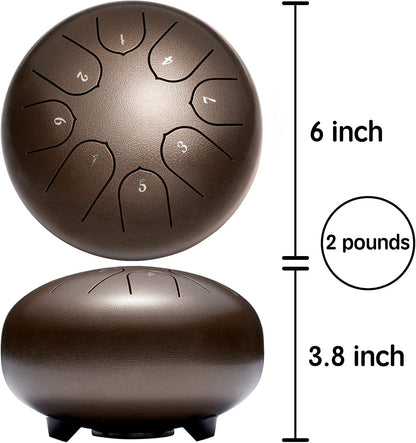 Lronbird Steel Tongue Drum Percussion, 6 Inch 8 Notes Musical Instruments, Music Gifts for Family Friends (Malachite)