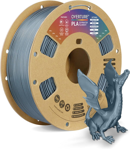 OVERTURE PLA Filament 1.75mm PLA 3D Printer Filament, 1kg Cardboard Spool (2.2lbs), Dimensional Accuracy +/- 0.02mm, Fit Most FDM Printer (Black 1-Pack)