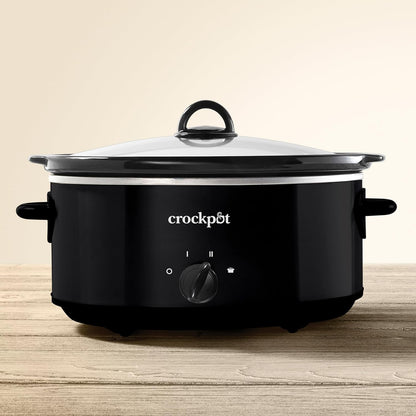 7-Quart Manual Slow Cooker | Black Oval Cooker with 3 Heat Settings