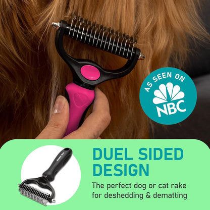 Maxpower Planet Pet Grooming Brush - Double Sided Shedding, Dematting - Undercoat Rake for Dogs - Dog Grooming Brush - Deshedding Brush for Dogs - Dog Brush, Cat Brush, Reduce Shedding by 95%, Black