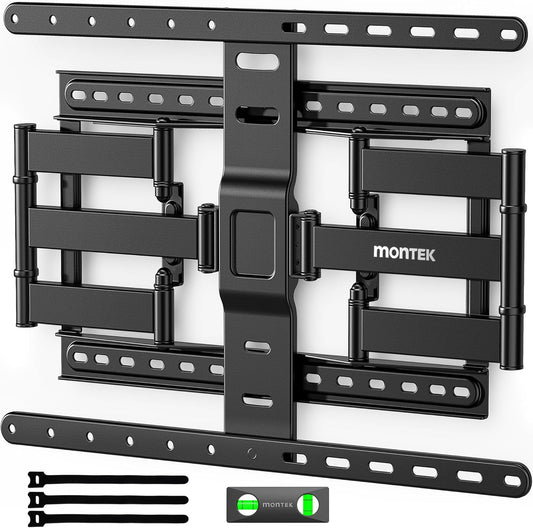 monTEK Ultra Slim TV Wall Mount for Most 43-90 inch TVs, 1.1" Thin Low Profile TV Bracket, Full Motion TV Mount Dual Swivel Articulating Tilt 6 Arms, Max VESA 600x400mm, Up to 132lbs, 16"/18" Studs