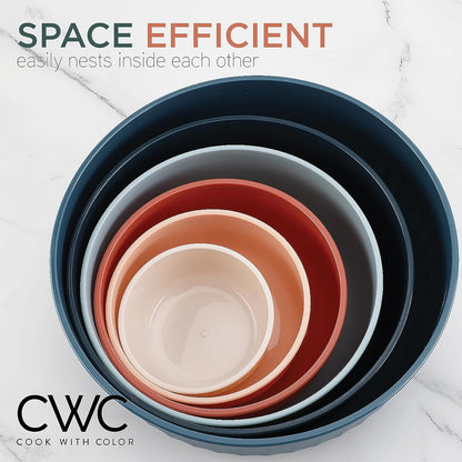 COOK WITH COLOR Prep Bowls with Lids- 8 Piece Nesting Plastic Small Mixing Bowl Set with Lids (Teal Ombre)