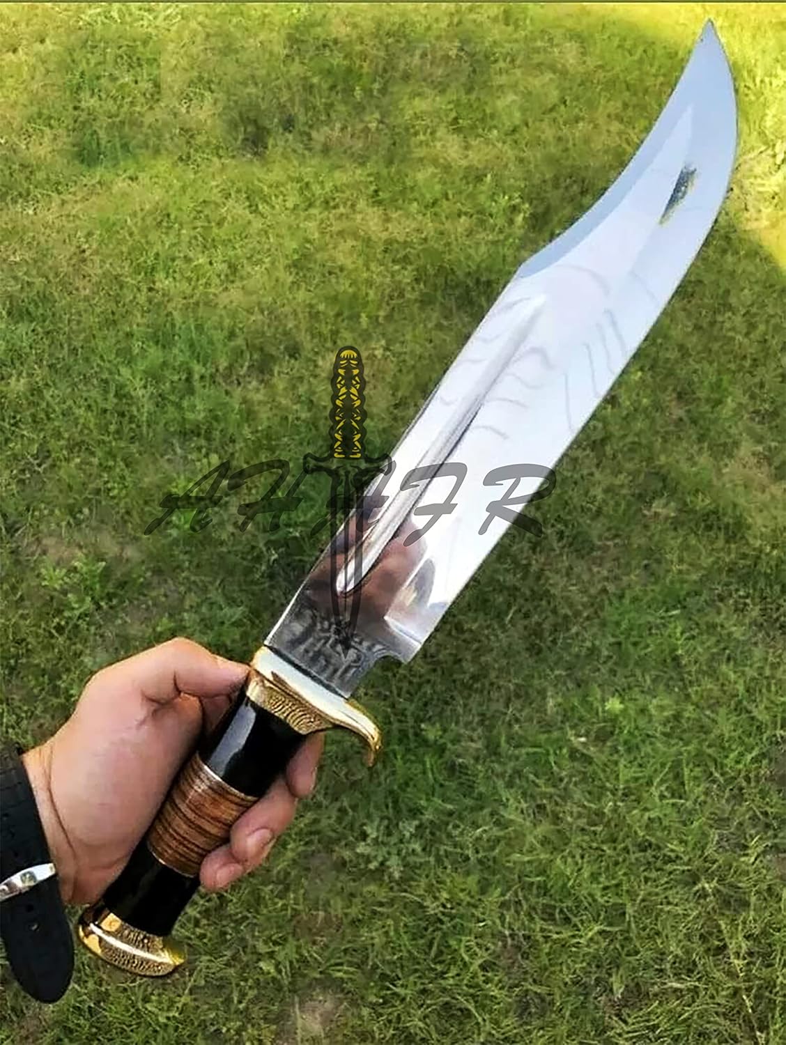 KE-0547-HK D 2 Steel Custom And Handmade 18" Buffalo Horn Handle Large Bowie Knife - Grand Couteau Bowie - Couteaux de Chasse Personnalisés - Couteau de Chasse Fait Main