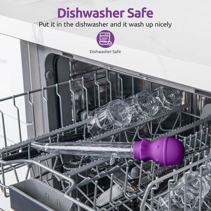 U-Taste 1.5oz Angled Turkey Baster - 228.2ºF Heat Resistant Food Grade Silicone Large Octopus Bulb Baster Set with Cleaning Brush for Cooking Basting Meat Poultry Beef Chicken (Black)