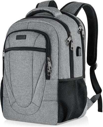 Backpack for Men and Women, School Backpacks for Teen Boys and Girls, Black Water Resistant Back Pack, Business Men Sturdy Computer Bag with USB Charging Port, Gifts