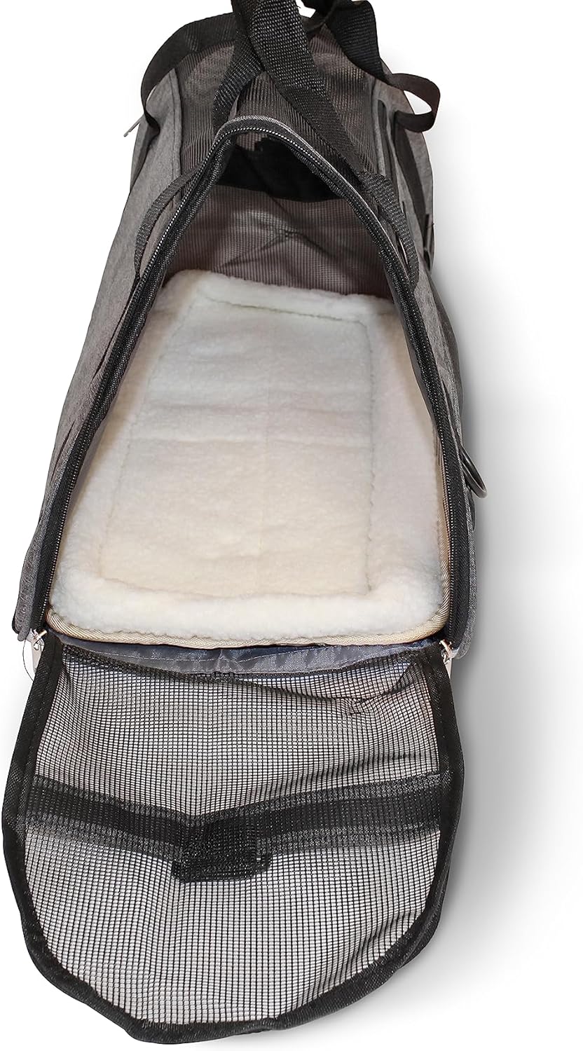 LuggageKing Soft-Sided Pet Carrier Travel Bag - Dog Carrier for Very Small Dogs, Medium-Sized Cat Carrier - Shoulder Strap, Buckle Zippers (M) (Dark Grey)