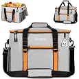 INSMEER Hard Top Soft Cooler with 2 Cup Holders, Large Foldable Cooler Bag - 40L/70 Cans, 100% Leakproof/Insulated/Portable Glaciere with Shoulder Strap for Travel, Beach, Camping, BBQ, Events