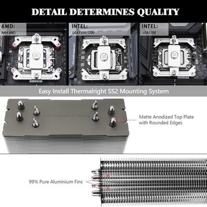 Thermalright Assassin Spirit 120 V2 PLUS CPU Air Cooler,1500RPM Speed,4 Heat Pipes, TL-C12C V2×2 PWM Quiet Fans CPU Cooler With S-FDB Bearing, for AMD AM4 AM5/Intel 1700/1150/1151/1200,17XX PC Cooling