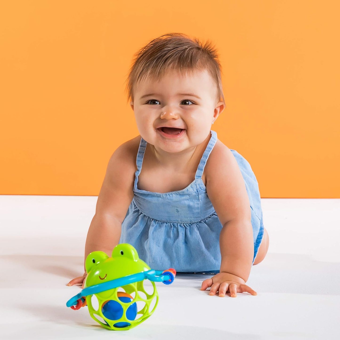 Bright Starts Oball Easy-Grasp Rattle BPA-Free Infant Toy in Teal, Age Newborn and up, 4 Inches