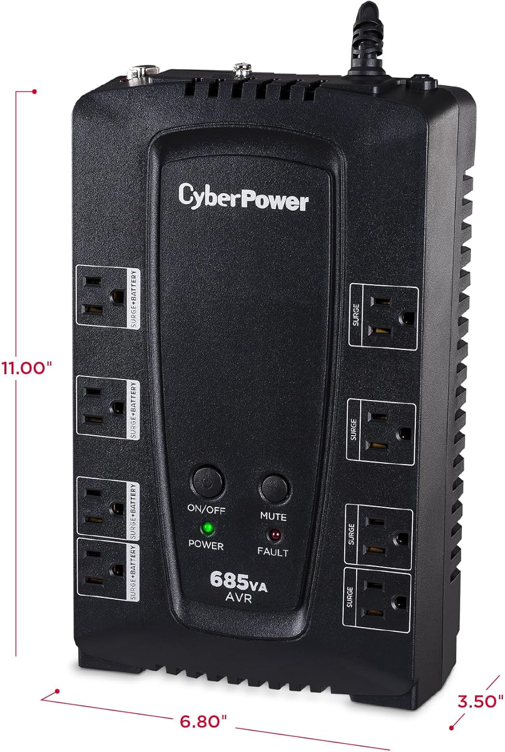 CyberPower CP685AVRG AVR UPS System, 685VA/390W, 8 Outlets, Compact