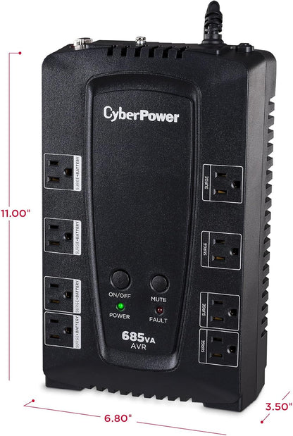 CyberPower CP685AVRG AVR UPS System, 685VA/390W, 8 Outlets, Compact