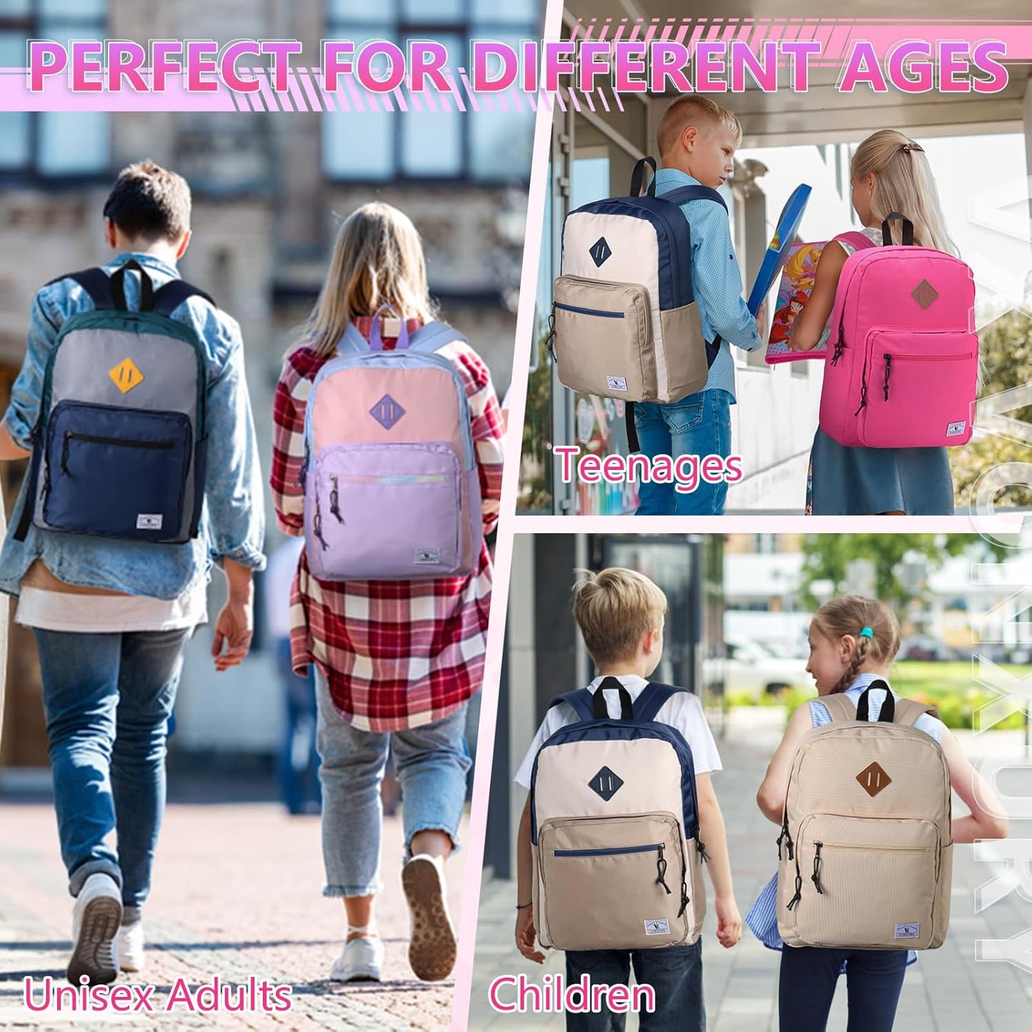School Backpack for Kids,Lightweight Water Resistant Work Travel Backpack for Women Men Teens VONXURY
