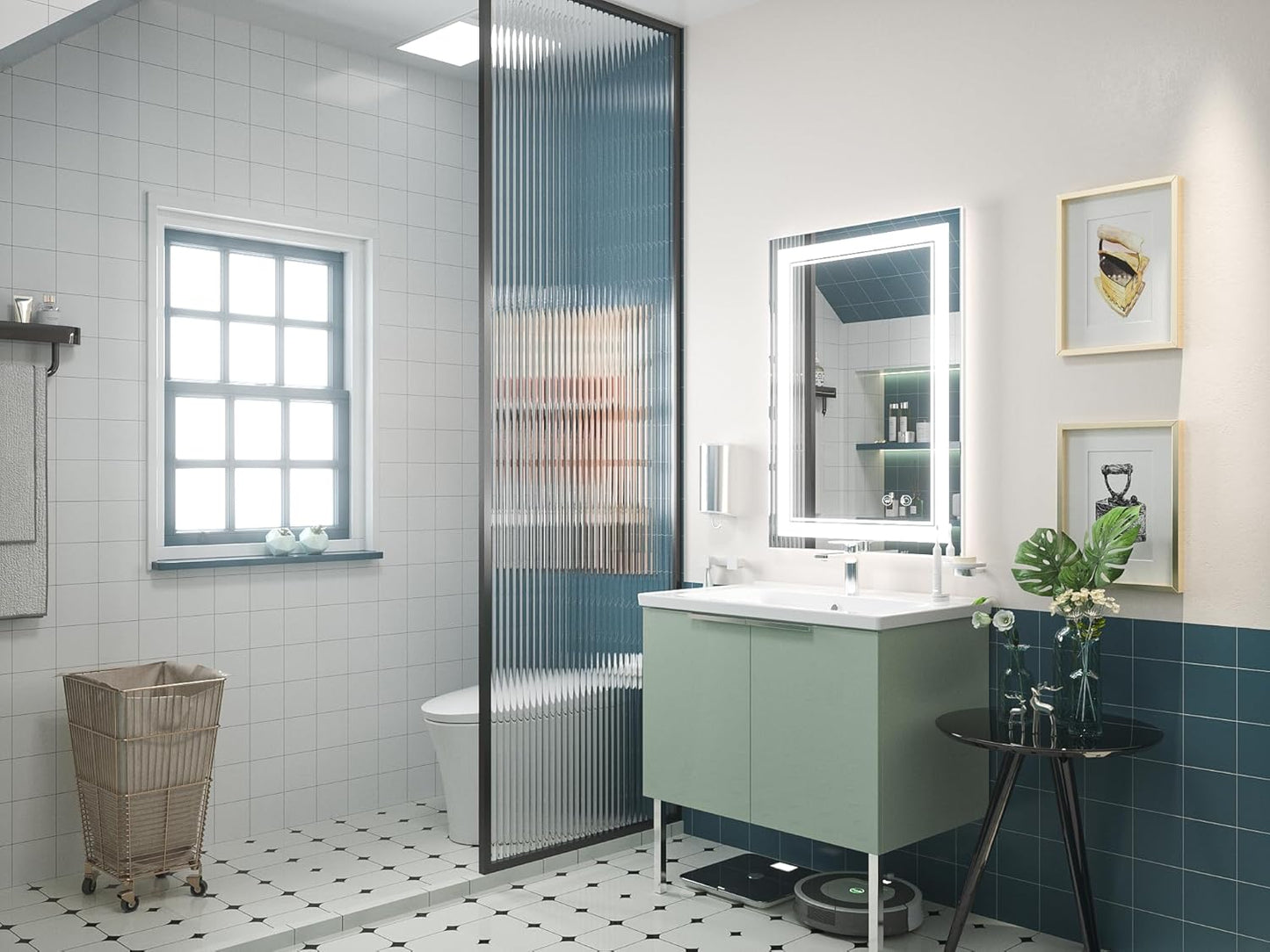 Keonjinn 40 x 24 Inch LED Mirror, Bathroom Mirror with Lights, LED Vanity Mirror, Wall Mounted Anti-Fog Dimmable Lighted Makeup Mirror for Bedroom, IP54 Waterproof (Horizontal/Vertical)