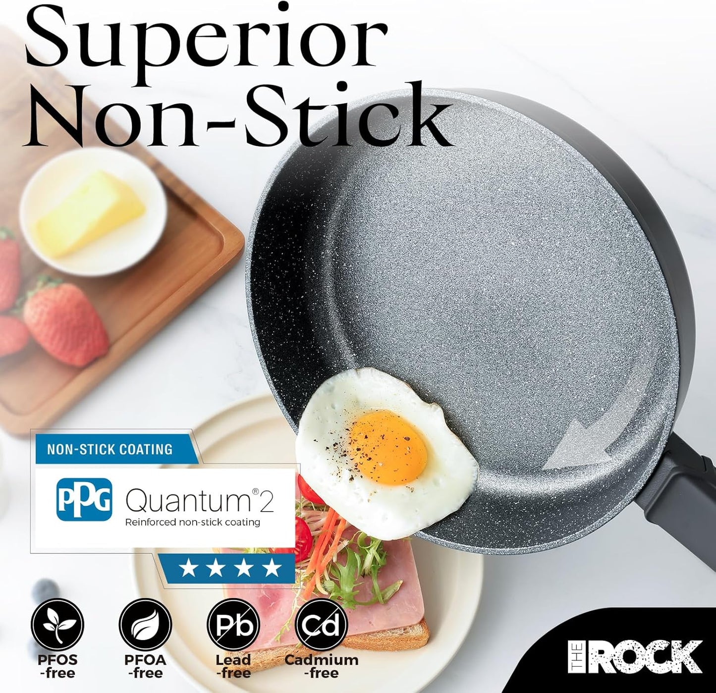 THE Rock SOHO 15Pcs Cookware Set – Pots and Pans Set Non Stick with Rock.TEC – Compact for Urban Kitchens, Nothing Sticks, Never Warps, Lasts Longer, Induction & Dishwasher Safe, Black