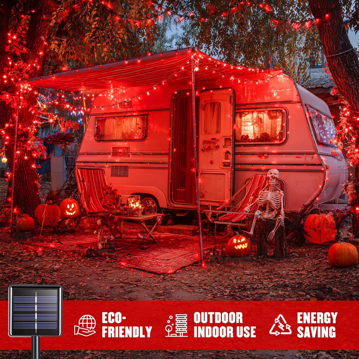 JMEXSUSS 2 Pack 75.5ft Orange Solar Christmas Lights, Total 400 LED Solar String Lights Outdoor Waterproof, 8 Modes Orange Halloween Lights for Tree Patio Garden Thanksgiving Halloween Decorations