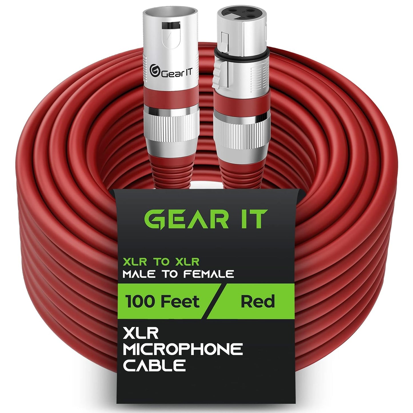 GEARit XLR Male to Female Microphone Cable (10 Feet, 6-Pack) 3-Pin Balanced Shielded Mixer, Recording Studio, Podcast - Black